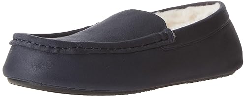 Amazon Essentials Men's Microsuede Moccasin Slippers, Navy, 10