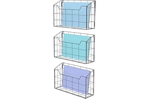 Univivi Wall File Organizer Hanging File Holder Magazine File Holder Desktop File Organizer for Document Paper Mail Home Office 3 Pack