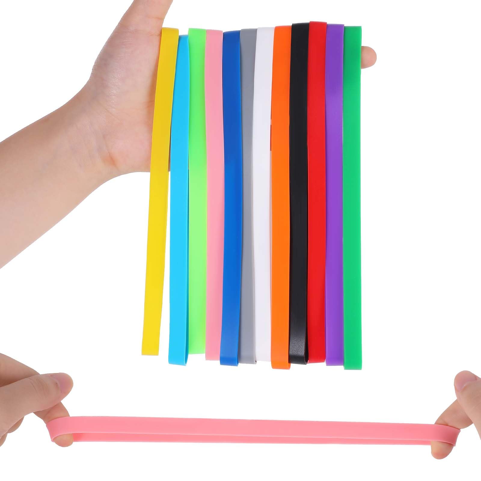 12 Pcs Large Elastic Bands Heavy Duty Rubber Bands, Colored Thick Strong Rubber Bands, 8 Inches Rubber Wrapping Bands Elastic Strap Set for Office Home School Bank