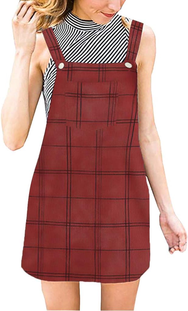 red plaid overall dress