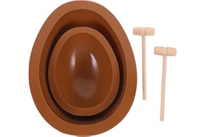 AUTSUPPL Easter Egg Silicone Chocolate Mold Set 4pcs – Large Small Smooth Egg Shapes with Small Hammer Tools,