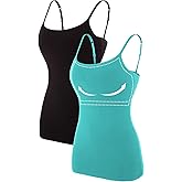 ATTRACO Women's Cotton Camisole Shelf Bra Spaghetti Straps Tank Top