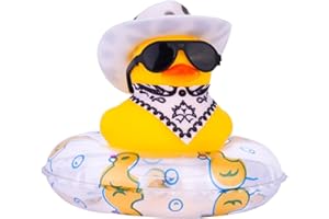 CoFuBcad Rubber Duck Car Ornaments Cowboy Duck Car Dashboard Decoration Accessories with Mini Cowboy Hat Scarf Swim Ring and Sunglasses for Decor Home(AG15)