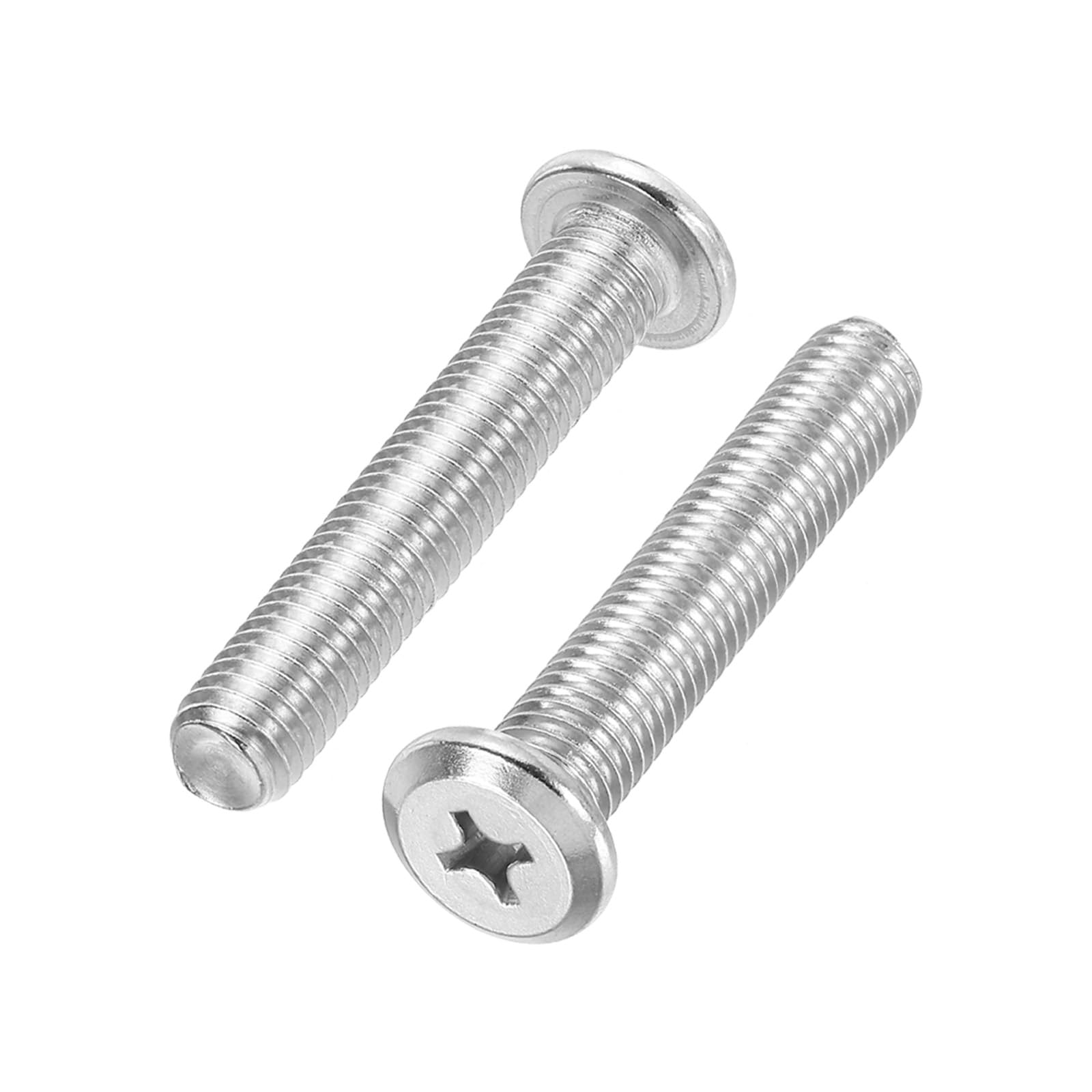 PATIKIL Flat Round Head Phillips Screws, 2 Pack M10-1.5 x 55mm Binding Screws 304 Stainless Steel 18-8 Full Thread, Phillips Drive Machine Screw Furniture Screw Connector Bolts