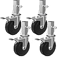 MSWY 5 Inch Scaffolding Casters, Set of 4 Heavy Duty Baker Scaffold Wheels with Dual Locking Brakes, Rubber Casters Square 1-1/4" Stem Replacement for 6ft Baker Scaffold, 440LBS Capacity per Caster