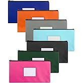 NICKANG 7 Pack Money Bag with Zipper for Cash | 11.25" x 6.25" | 7Colors for 7Day | Bank Deposit Bags with Framed ID Window a