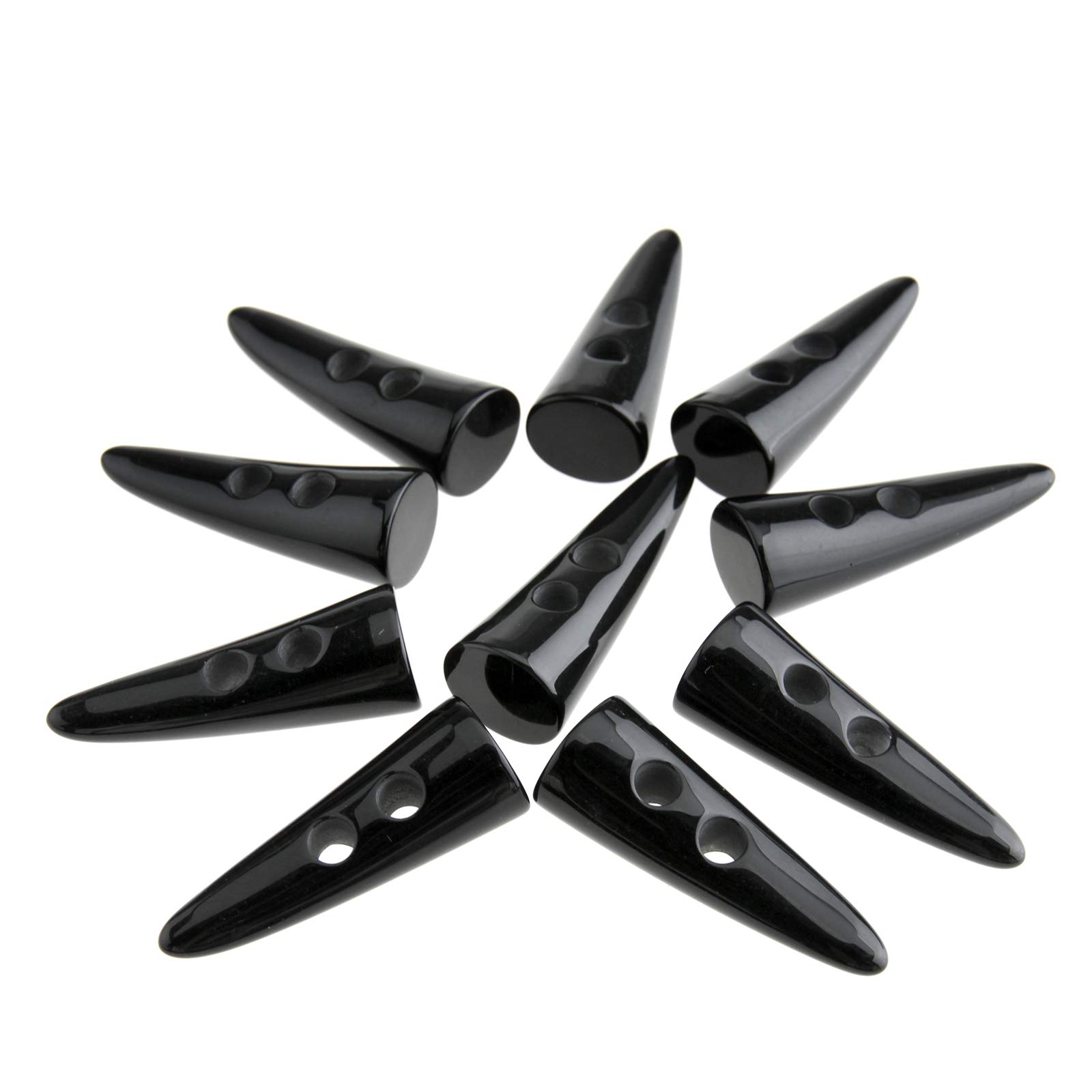 OTOTEC 10pcs Resin Toggle Buttons 2 Holes Sewing Button Set Black for Clothing Coat Decoration Craft
