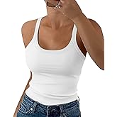 EADINVE Women's Scoop Neck Spaghetti Strap Tank Top Ribbed Sleeveless Slim Fit Camisole Trendy Summer Outfits 2026