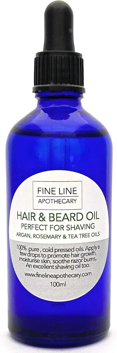 Fine Line Apothecary Shaving & Beard Oil, 100% Natural-Origin, Argan, Rosemary & Tea Tree