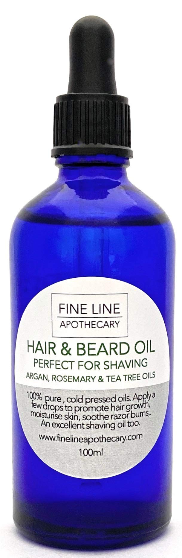 Fine Line Apothecary Shaving & Beard Oil – 100% Natural-Origin – Argan, Rosemary & Tea Tree – Conditions & Supports Beard Density – 100ml