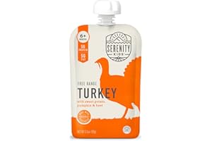 Serenity Kids 6+ Months Baby Food Pouches Puree Made With Ethically Sourced Meats & Organic Veggies | 3.5 Ounce BPA-Free Pouch | Free Range Turkey, Sweet Potato, Pumpkin, Beet | 1 Count