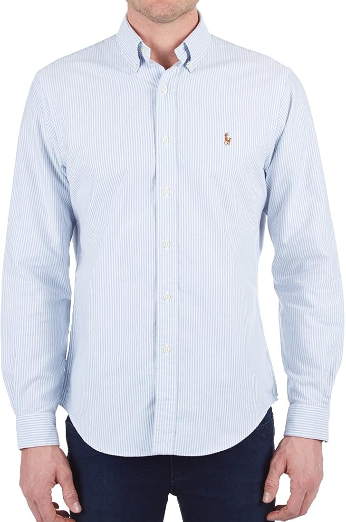 ralph lauren slim fit oxford shirt blue