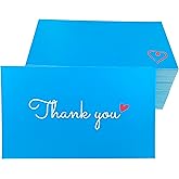 RXBC2011 100 Little Thank You Cards Gold Heart Design Bulk Thank you Notes for All Occasions 3.5 x 2 Inch Sky Blue