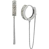 AllSaints Women's Pavé Chain Huggie Earrings
