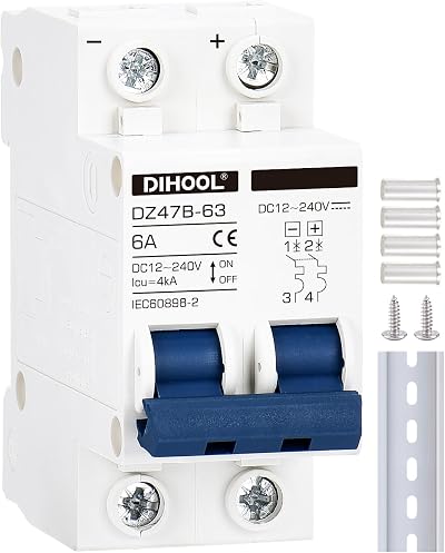 DIHOOL DZ47B-63 DC Circuit Breaker 40A 12-240V 2P MCB Isolator