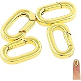 4Pcs Gold Plated Oval Charm Clasp, 18K Gold Clasp for Necklace, Spring Ring Connector, Carabiner Closures for Jewelry Making, Bracelet Enhancer