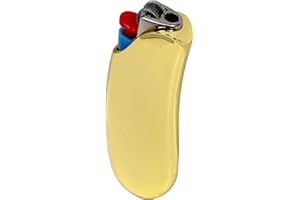 HUMWE Heavy-Duty Banana Shape Metal Lighter Case Cover Holder Sleeve Pouches Grasps Comfort for BIC Full Size Lighter J6 (Golden-Standard)