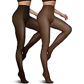 Vertvie 2 Pairs Fleece Lined Tights for Women Thermal Pantyhose Fake Translucent Winter Warm Tights Thick Leggings