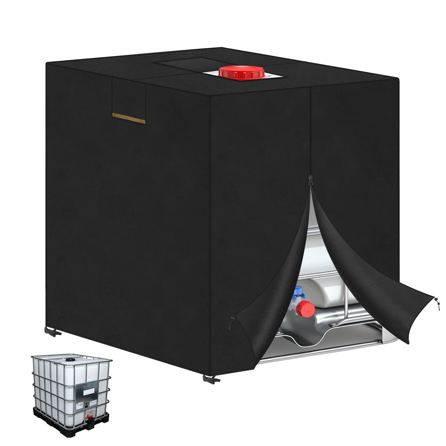 VANSHEIM Outdoor IBC Covers IBC Tote Covers Water Tank Protective Cover Tank Covers with Zip Rainproof Anti UV Water Barrels Cover for 800L 120x80x116cm