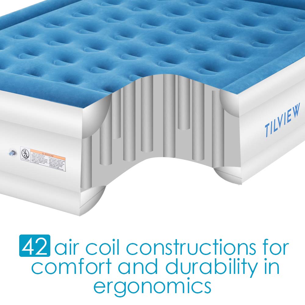TILVIEW Queen Size Air Mattress, Blow Up Elevated Raised Air Bed