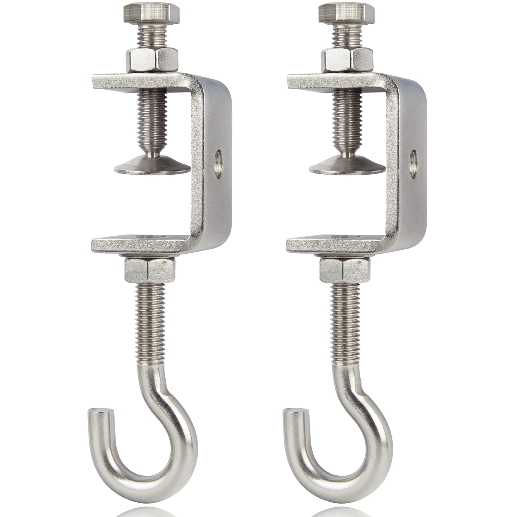 Photo 1 of Wekboss Small Stainless Steel C Clamps 1.85 In and Heavy Duty Metal Hanging Bolt Hook/Threaded Screw Hook, With Protective Pad ?2 Pcs?