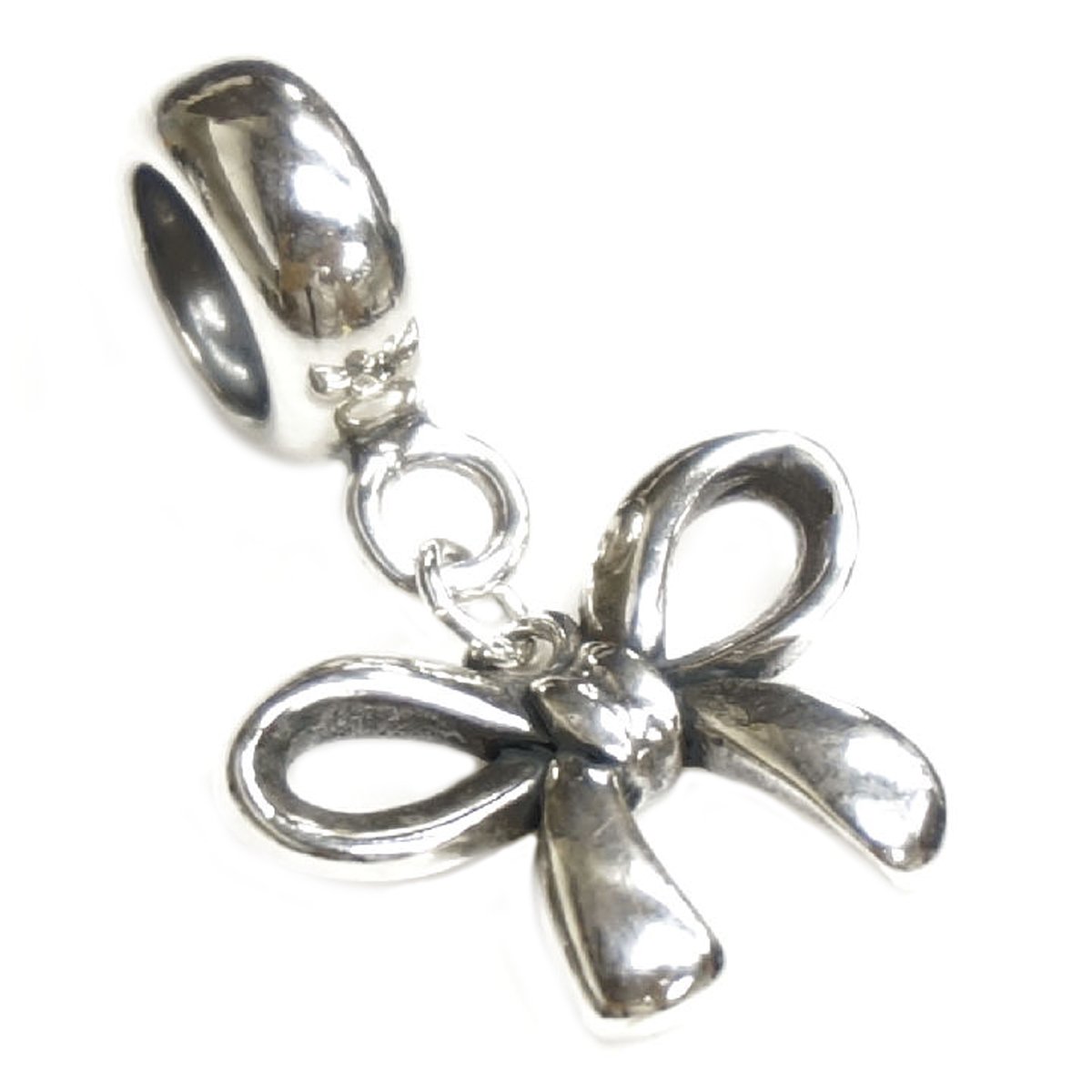 Queenberry Sterling Silver Ribbon European Style Dangle Bead Charm