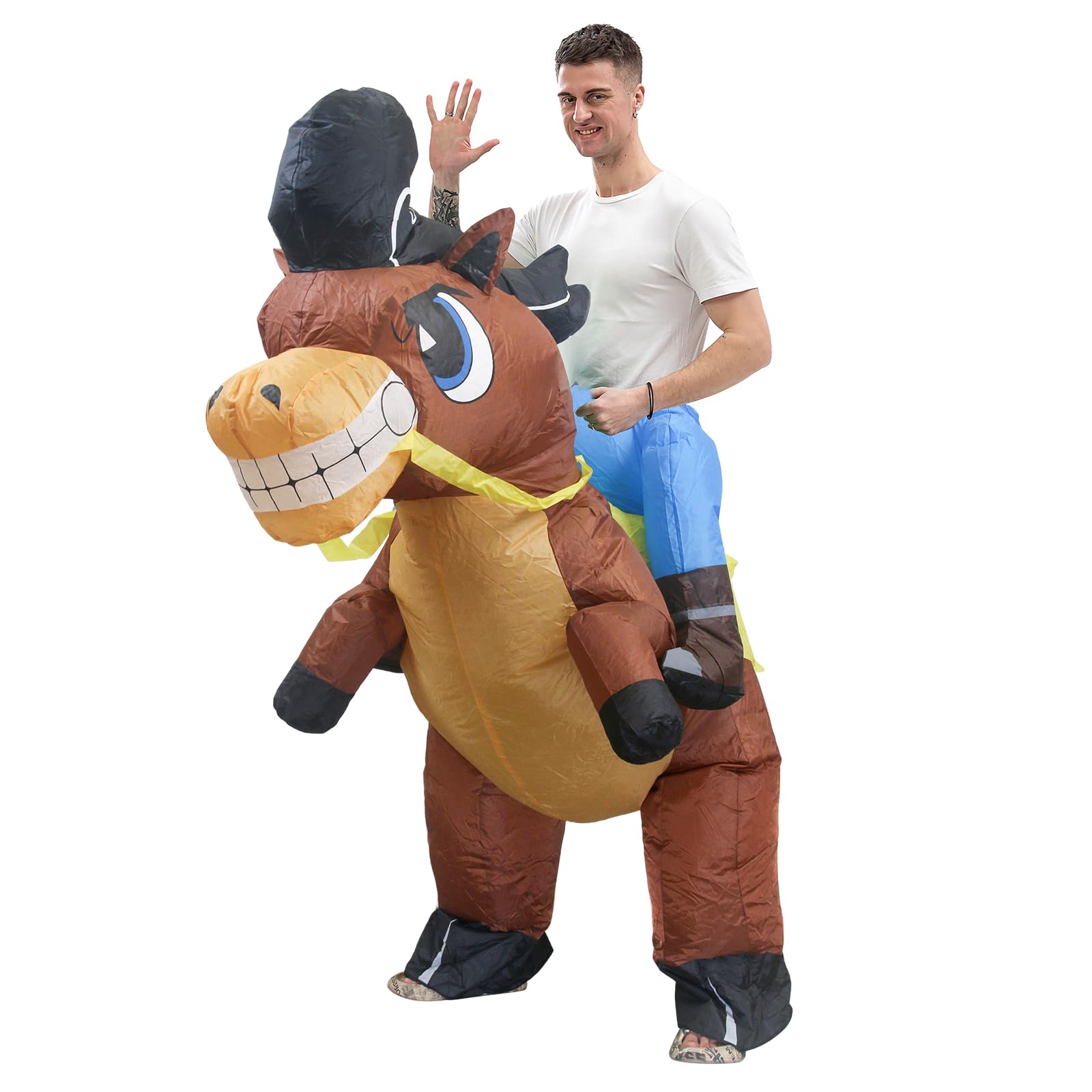 Photo 1 of IHGYT Inflatable Ride-on Horse Costume Ride Costumes Air Blow up Suit party dress Halloween and Christmas Cosplay Adult Size
