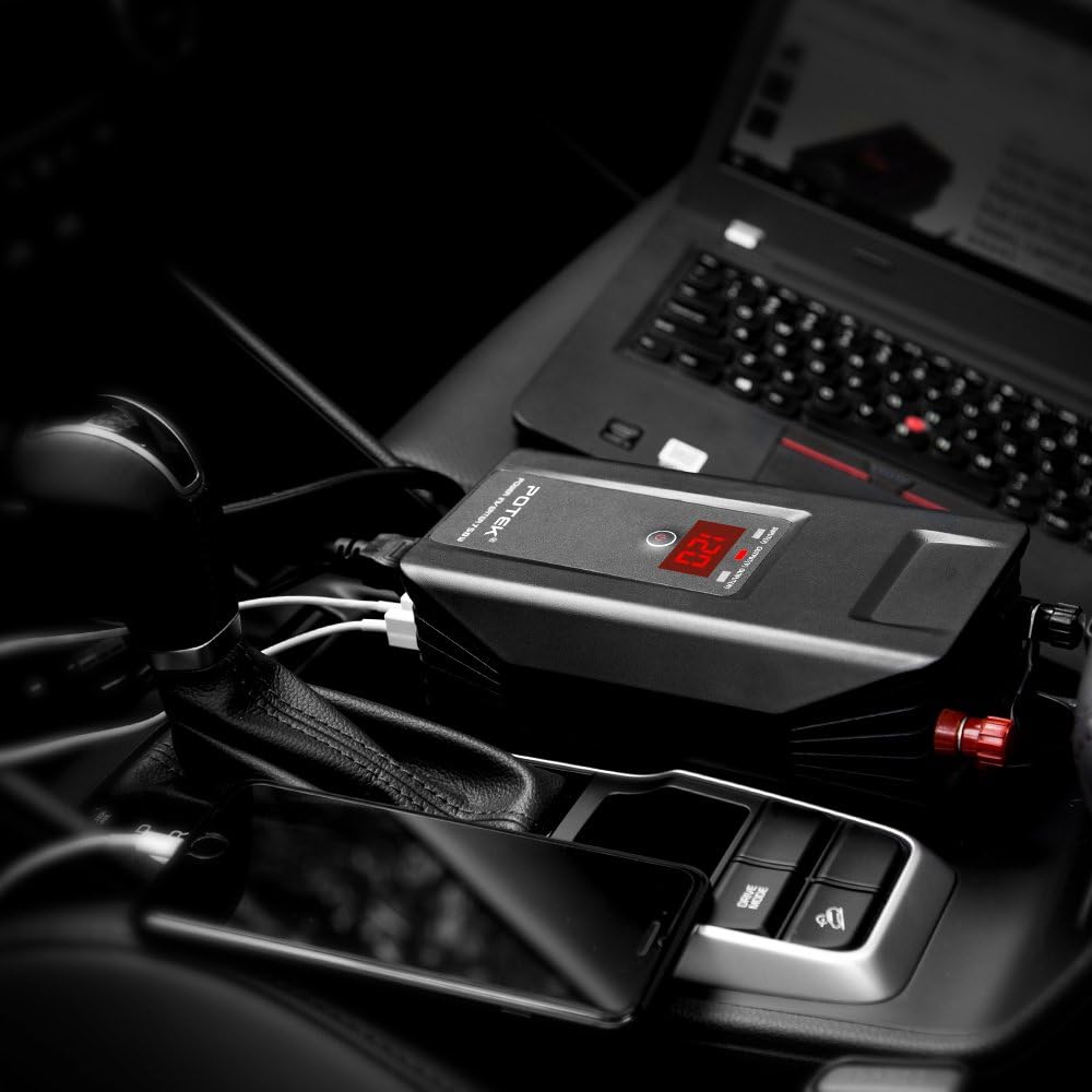 POTEK 750W Power Inverter 12V DC to 110V AC Car Adapter with Two USB and AC Charging Ports for Laptop,Tablet, Smartphone,Camera and More: Automotive