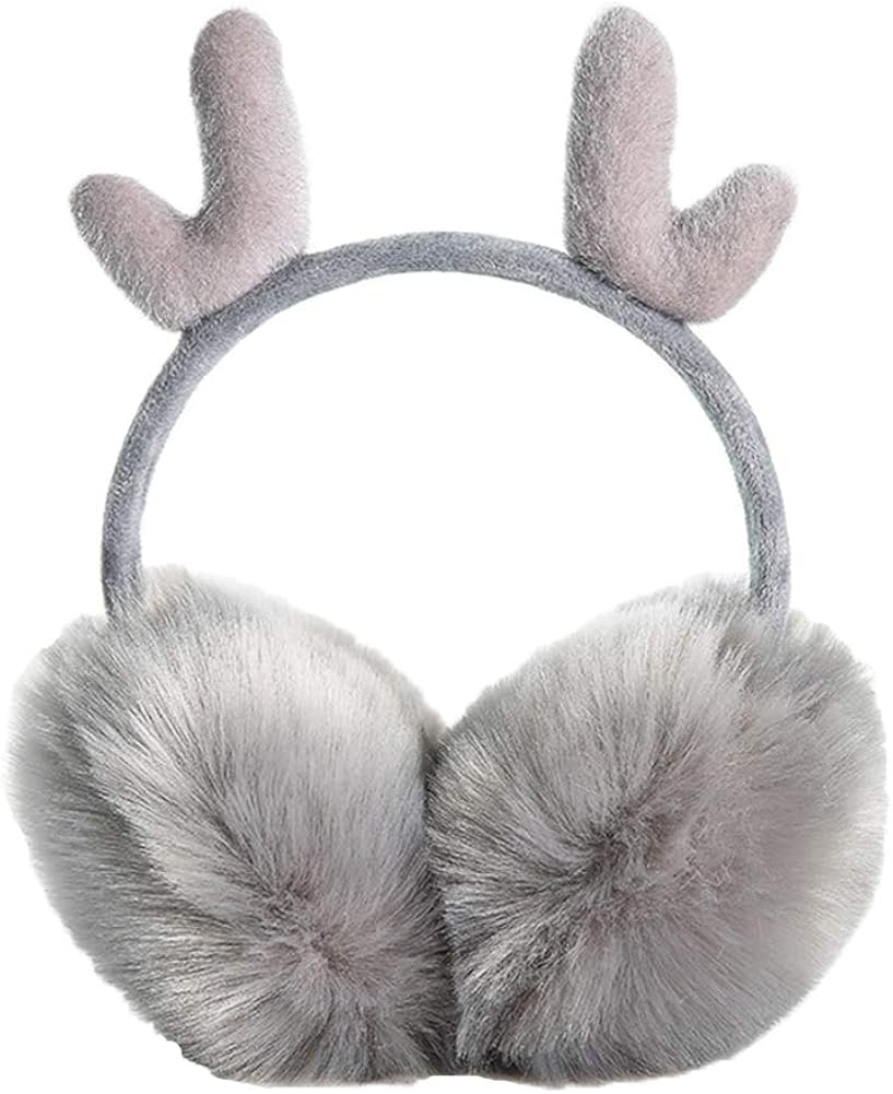 Ear Muffs for Winter Cute Reindeer Antlers Earmuffs Warm Faux Fur Ear