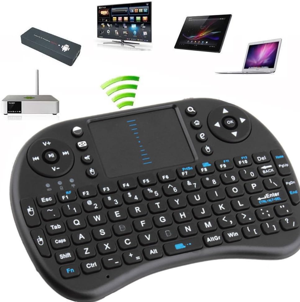 Rii i8 2.4GHz Wirelesss Touchpad Keyboard Mouse for PC, Android TV Box, Black