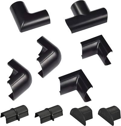 D-Line Mini Cable Trunking Clip-Over Accessory Multipack 10 Pieces Black