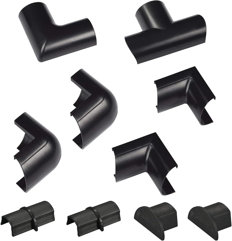D-Line Mini Cable Trunking Clip-Over Accessory Multipack 10 Pieces Black