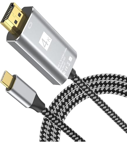 USB C To HDI Cable 4K 10FT, Quntis Braided Type-C To HDI Cord, Gold - View #13