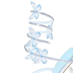VOZTOLLS Strappy Heels for Women Rhinestone Crystal