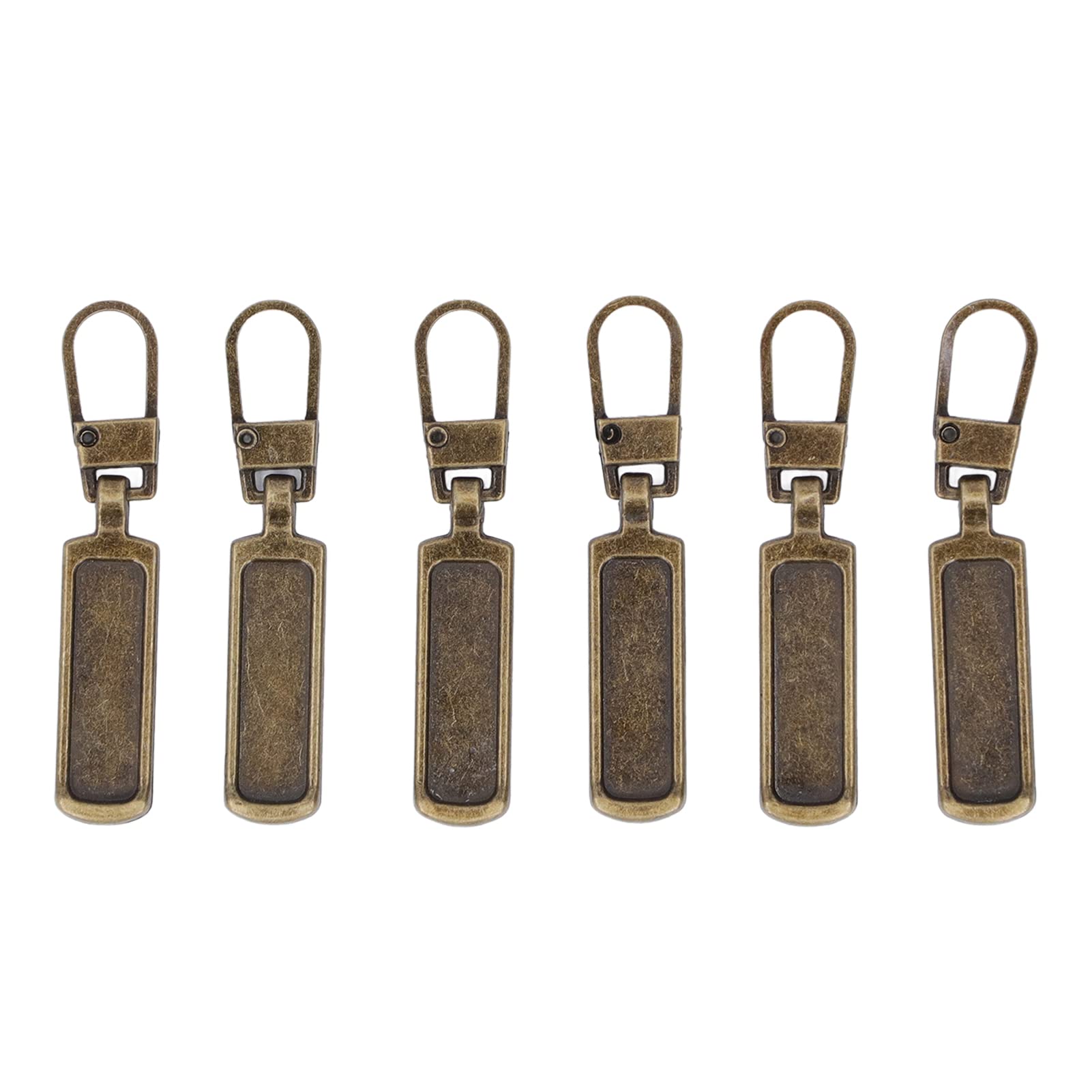 6Pcs Zipper Pull Tabs, Metal Zipper Heads, Removable - For Purse, Clothes, Jeans, Suitcase, Luggage (Bronze)