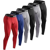 Mexholin 5/6 Pack Men’s Compression Pants Performance Athletic Baselayer Leggings Running Tights for Workout Basketball