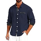 TAFLE Men's Linen Shirts Short Sleeve Casual Shirts Button Down Shirt for Men Beach Summer Wedding Shirt