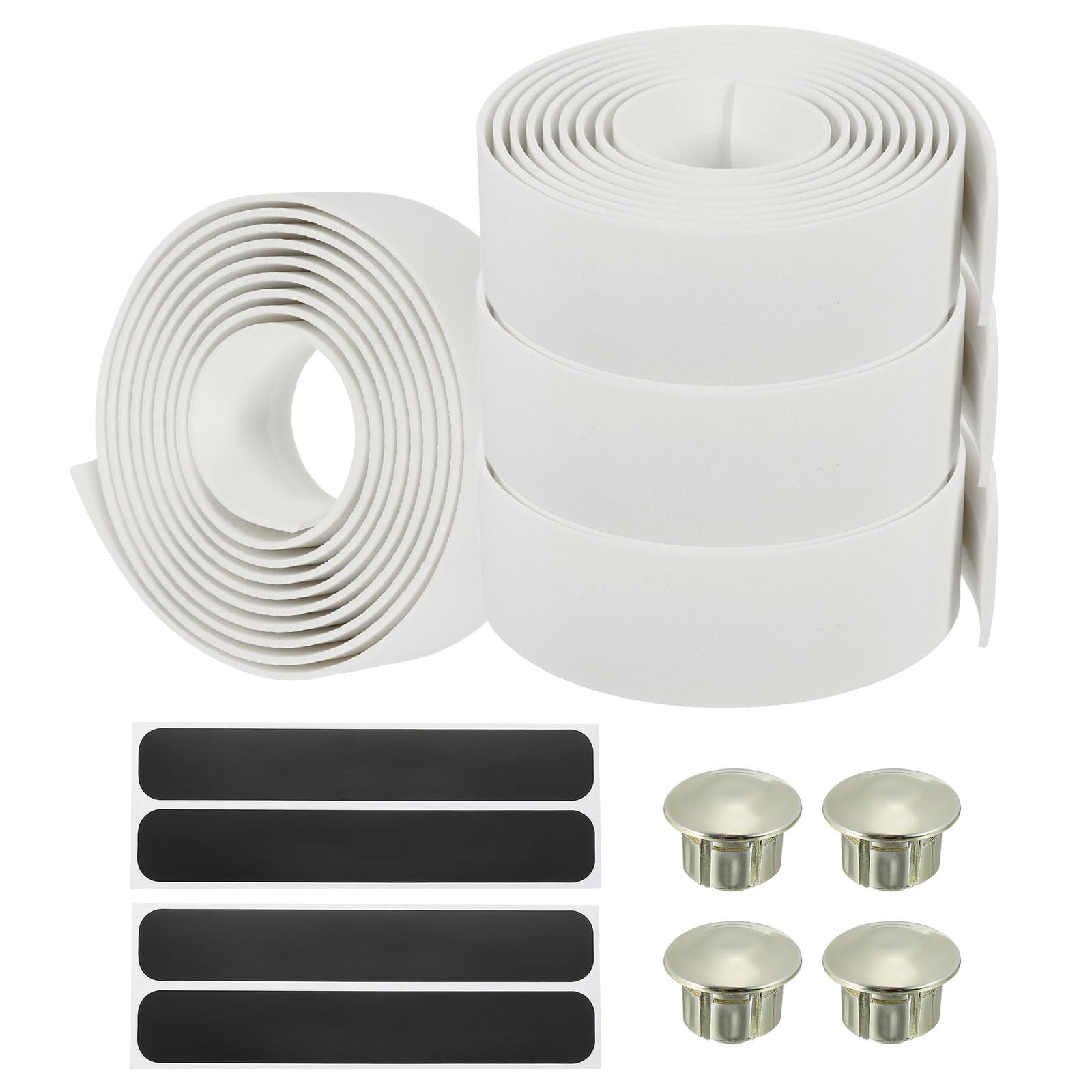 PATIKIL Bike Handlebar Tape, 4 Pack EVA Handle Grip Wraps Non-Slip Bicycle Bar Tape with Black End Plugs for Racing Bicycles Road Bicycle, White