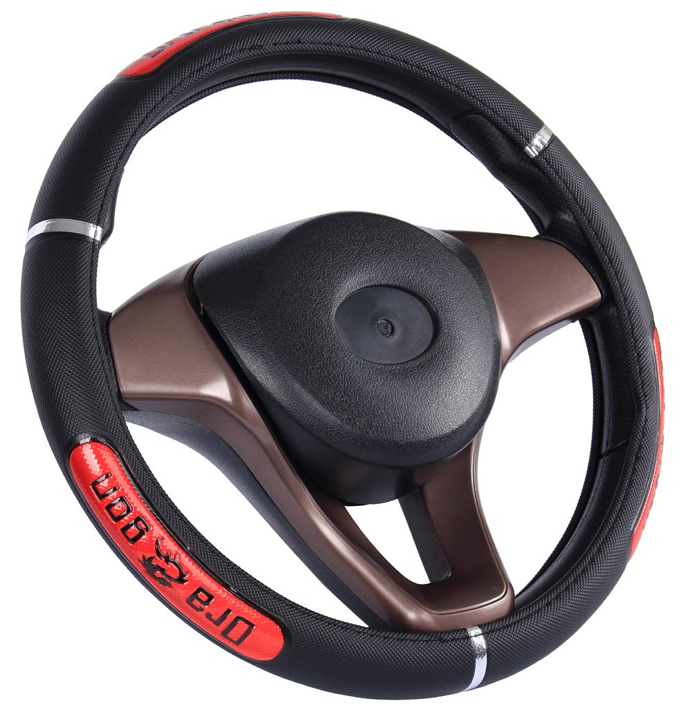 Istn Unisex's 2018 New Universal Faux Leather Adapted To Steering Wheel Diameter 38cm Car Steering Wheel Cover Case 38cm Beige