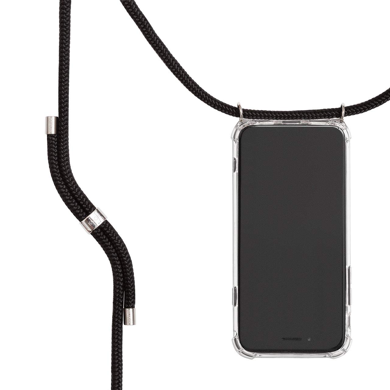 KNOK Mobile Phone Chain Compatible with Apple iPhone 12 / iPhone 12 Pro, Silicone Case with Strap, Mobile Phone Case for Smartphone for Hanging, Transparent Case with Cord, Protective Case with Cord