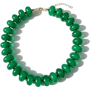 Kentione Beaded Necklace for Women Boho Hippie Abacus Flat Bead Gemstone Chunky Choker Collarbone Natural Stone Layered Handm