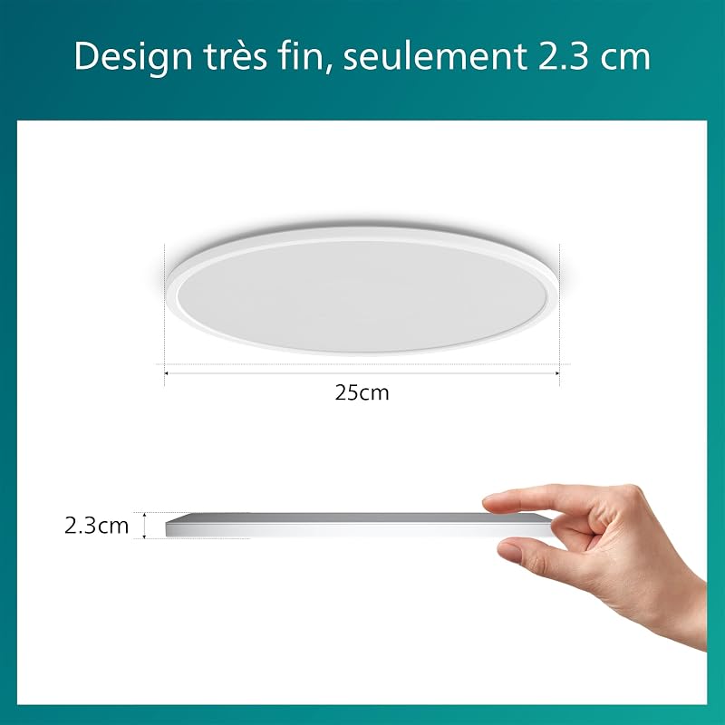 Plafonnier LED Rond (15 W), SceneSwitch intensité variable, 3 ambiances différentes, Blanc Chaud, économe en énergie, EyeConfort, Blanc, 25cm