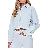 Forever 21 womens Corduroy Frayed Cropped Shacket