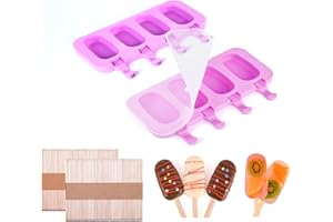 WADY Popsicle Silicone Molds Set, 2 PCS Ice Cream Molds with 100 Wooden Sticks for Cake Pop, Ice Pop, Cakesicles