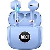 Jxrev Wireless Earbuds, Bluetooth 5.4 Headphones 6D Stereo, in Ear Earphones with ENC Noise Cancelling Mics, 40H Playback with Dual LED Display, IP7 Waterproof Ear Buds with Fast Charging Mini Case