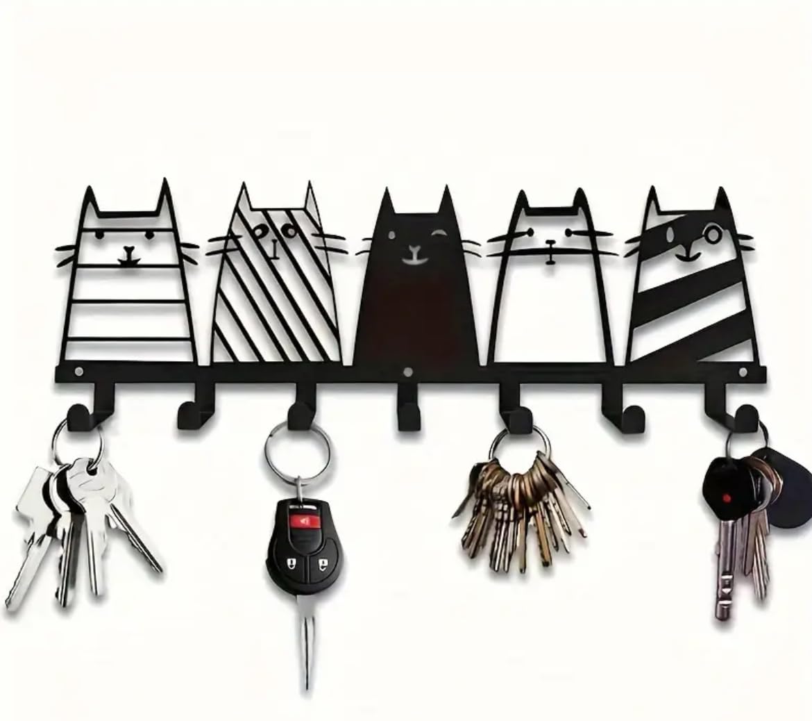 Metal Cat Key Hooks, Cat Gift