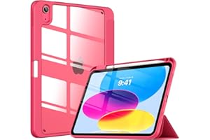 TiMOVO for iPad 10th Generation Case with Pencil Holder iPad 10.9 Inch Case 2022, iPad Case 10th Generation Hybrid Slim Tri-fold Stand Protective Cover with Clear Back for iPad 10, Watermelon Pink