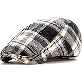 IDASHPO Men's Newsboy Cap, Ivy Style Gatsby Flat Cap, Adjustable Irish Cabbie Ivy Driving Hunting Cap.