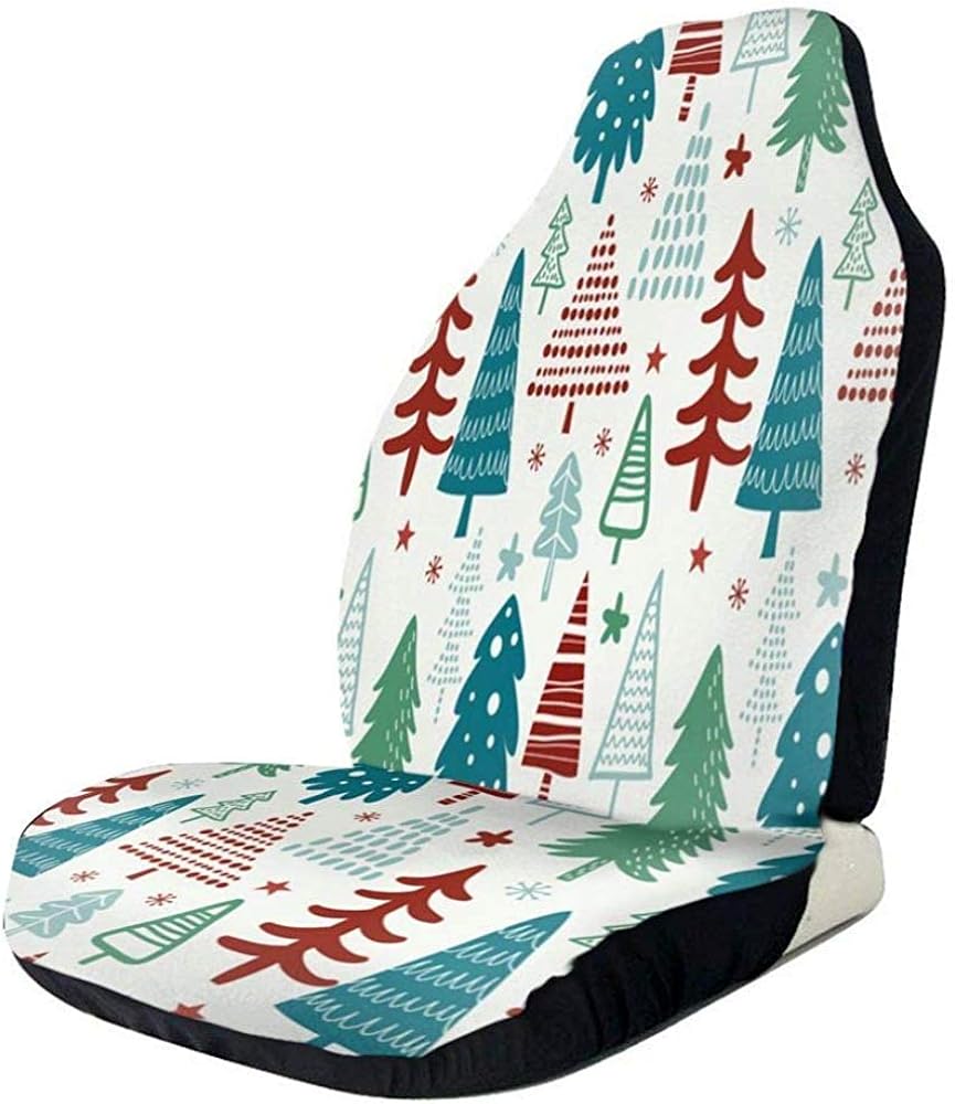 Car Seats Cover Christmas Seamless Pattern Tree Front Seats Cover Auto