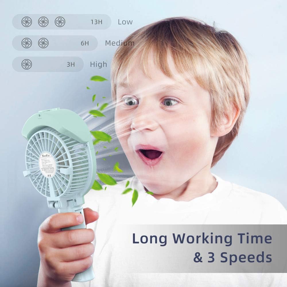 HandFan Handheld Fan Misting Hand Held Fan Rechargeable Battery Operated Portable 3 Speeds & 55ml Spray &180°Foldable With Metal Clip USB Personal Water Fan For Travel Camping Outdoor Women - Image 3